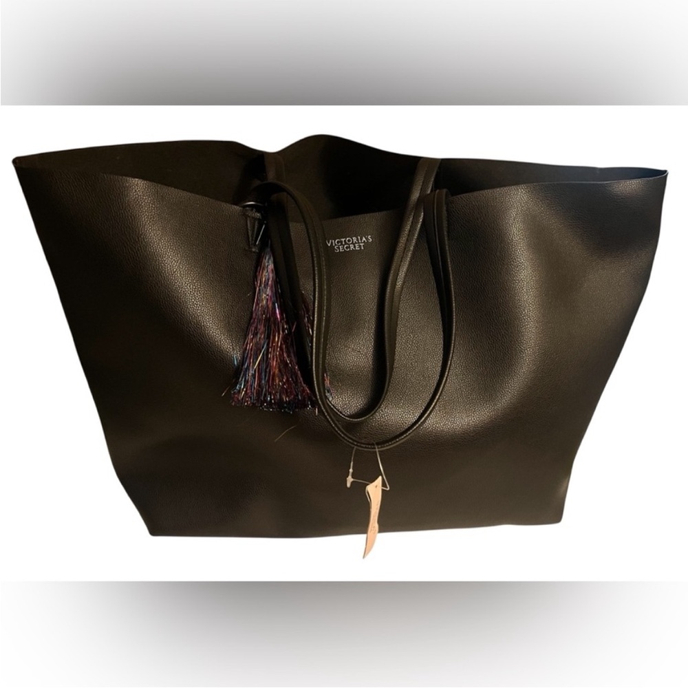 Victoria's Secret Black Tote Bag with Multicolor Tassel - Picture 6 of 8